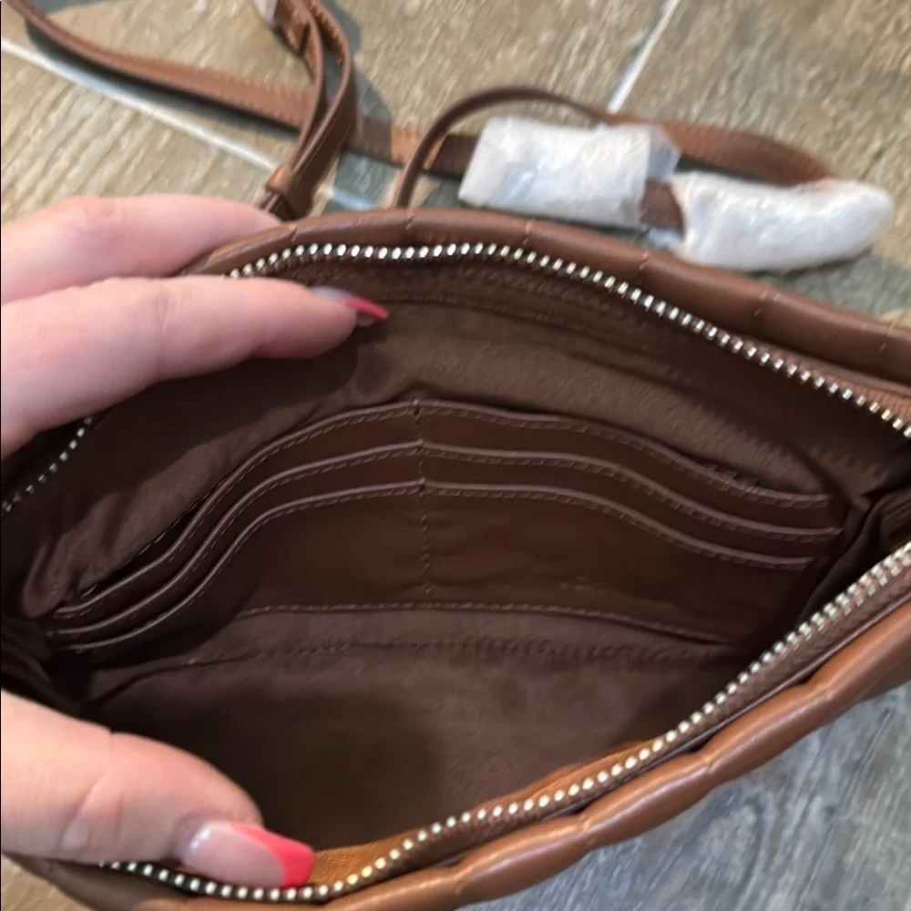 Joan & David Brown Leather Crossbody Bag with Vintage Charm